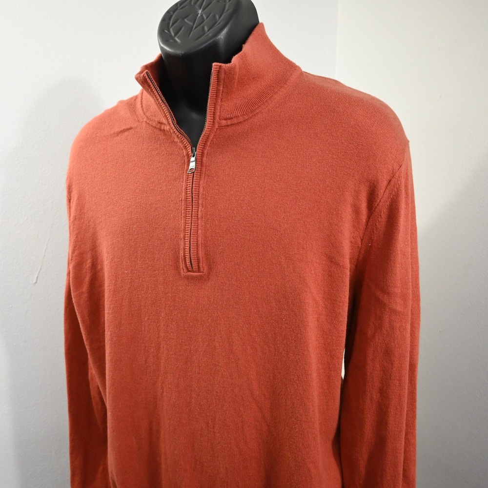 Banana Republic Sweater Mens XL Regular Orange Quarter Zip Pima Cotton Cashmere